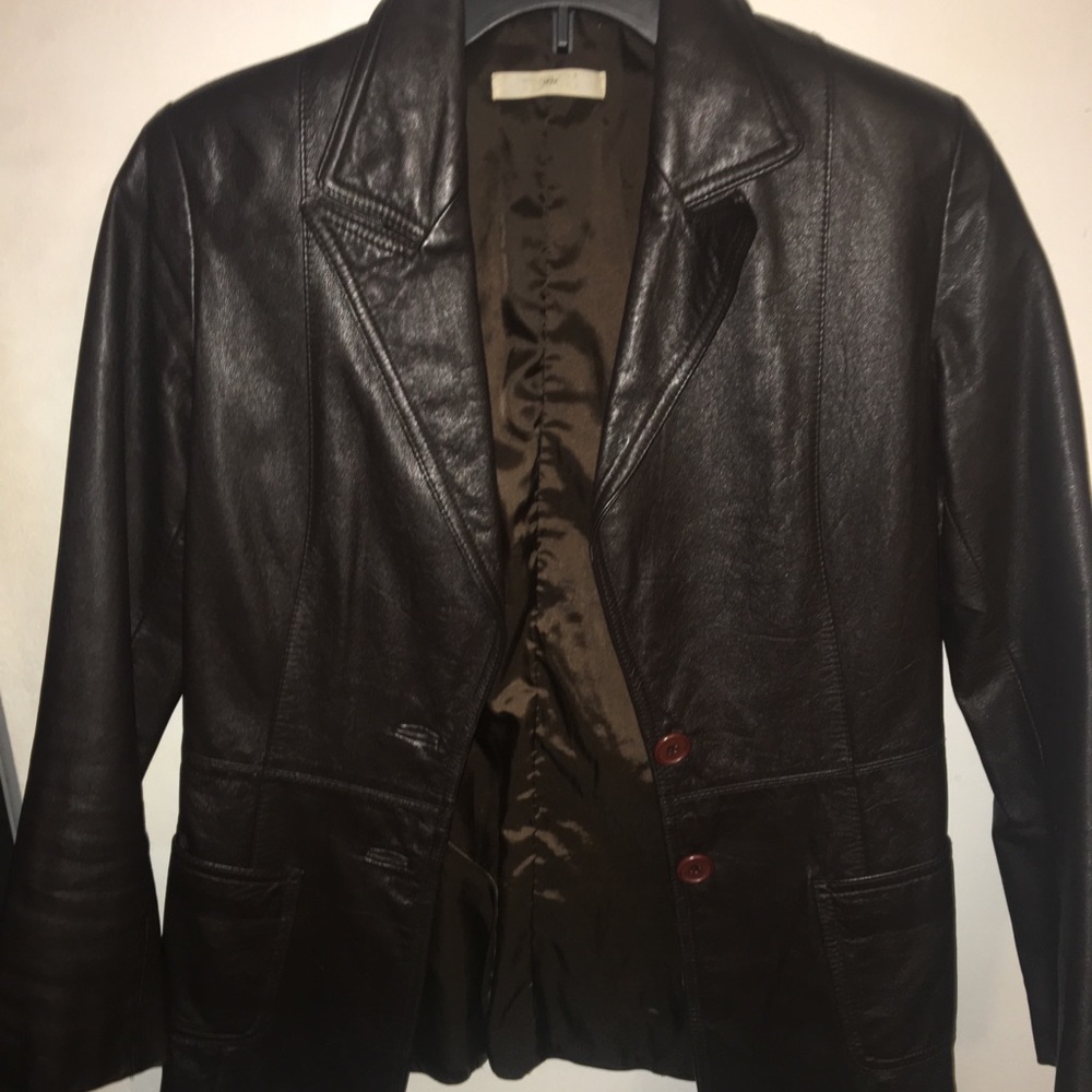 Barney’s Co-Op Brown Leather Blazer